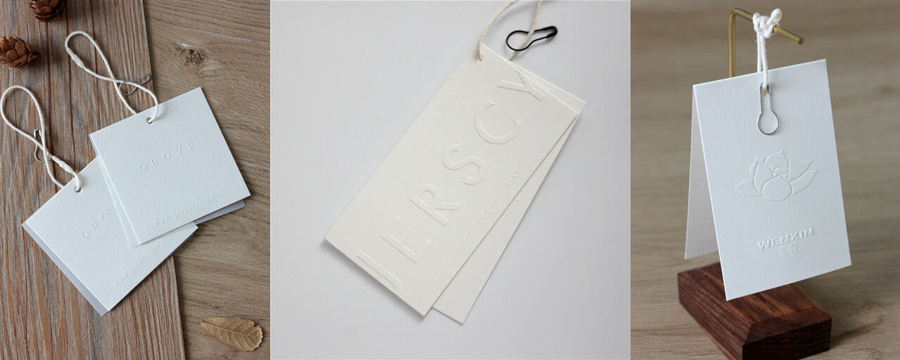 Embossed hang tags