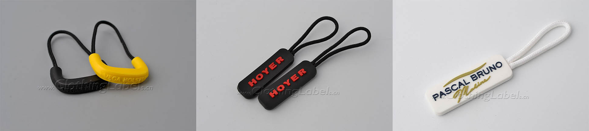 samples of rubber zipper pulls