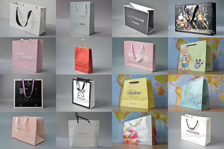 Wholesale 500Pcs/Lot Custom Made Luxury White Matte Laminated Cardboard  Paper Shopping Bag with Company Logo for Clothing Store