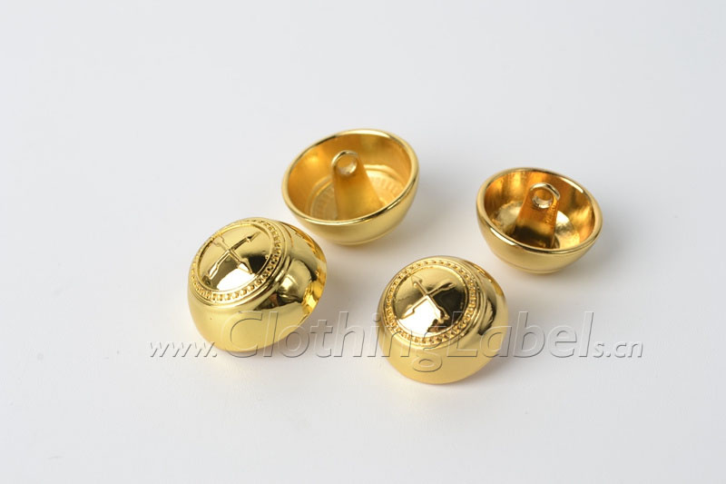 Gold/Black Medallion Plastic Shank Button 5/8 - Quantity Of 10
